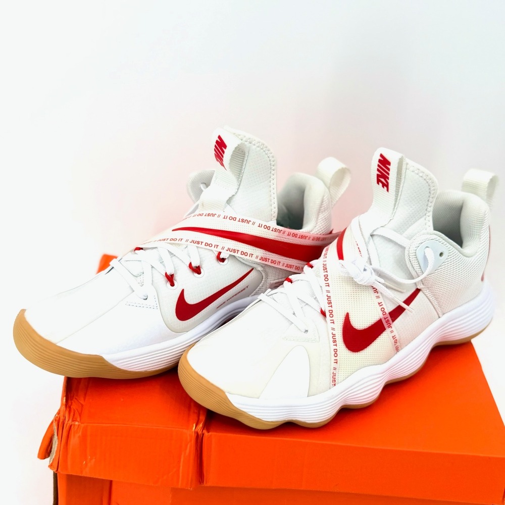Nike React Hyperset Men Volleyball Shoes 10 White Red Gum Like New CI2955-160